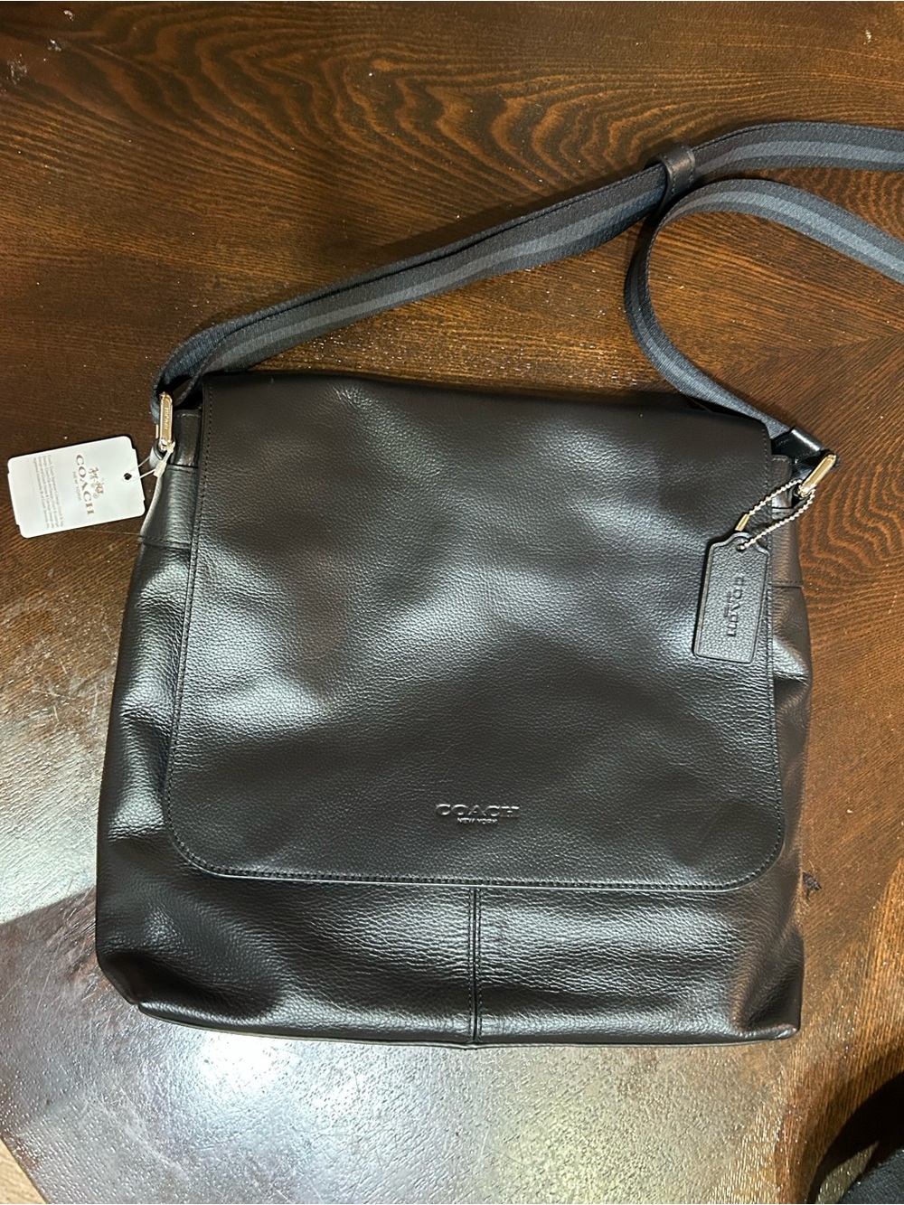 Coach Men's Black Leather Messenger Crossbody Bag